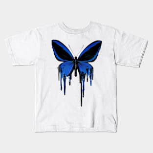 Butterfly Blue Drip Kids T-Shirt